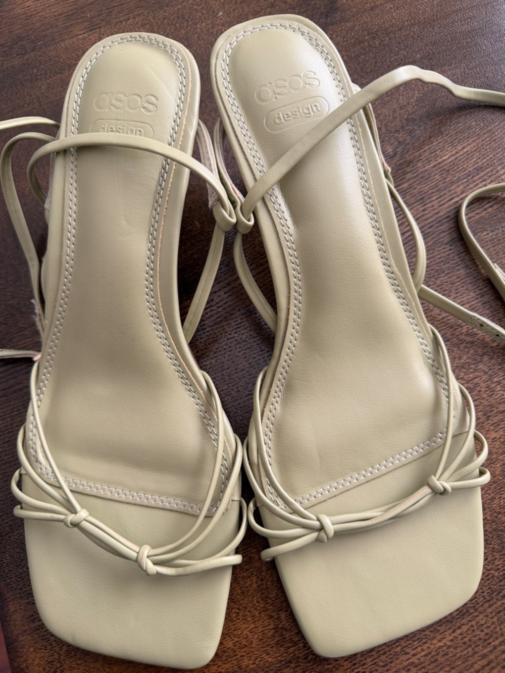 ASOS Cream Square-Toe Strappy Sandals